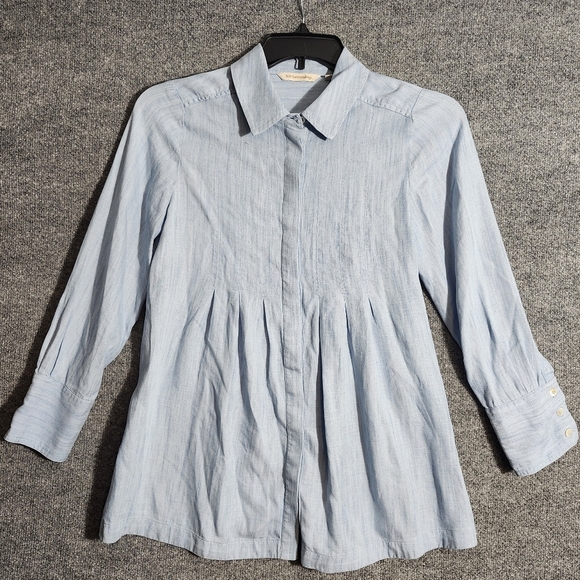 Soft surroundings women's tunic top blouse size PXS blue long sleeve - Picture 1 of 10